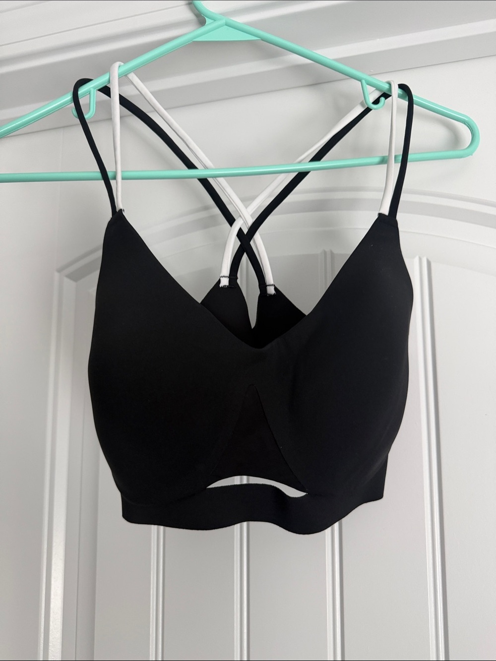 Victoria's Secret Black Sports Bralette with White Contrast Straps